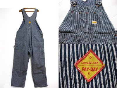 画像1: 50s PENNEY'S PAYDAY ランダムヒッコリー ストライプ オーバーオール