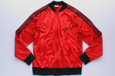 画像1: 80s USA製 adidasアディダス ATP トラックジャケット 赤×黒 L★ジャージ