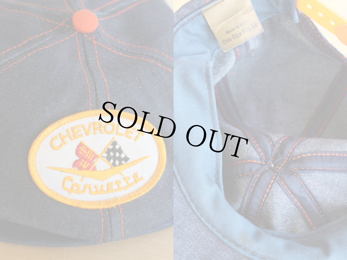 画像3: 80s USA製 CHEVROLET Corvette シボレー コルベット パッチ付き デニム ハンチング (3)