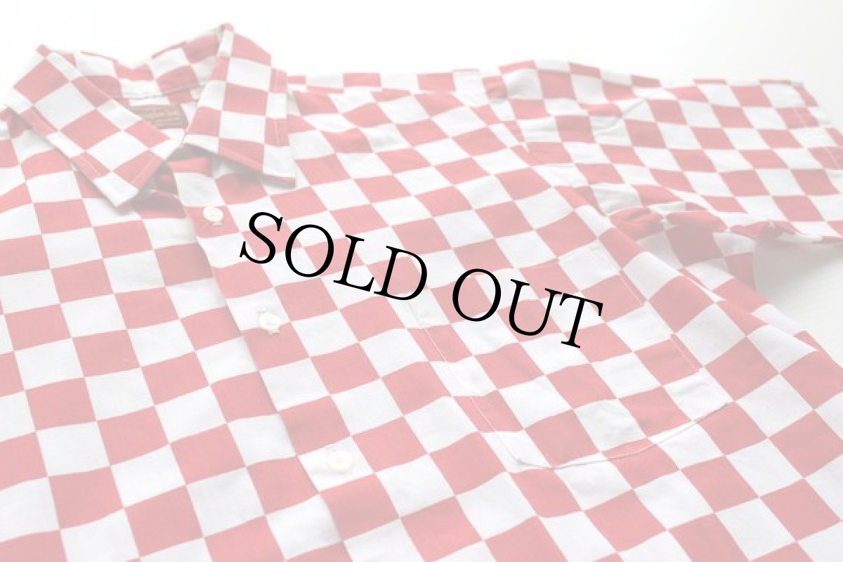 画像2: 70s USA製 赤白チェッカー柄 半袖シャツ M (2)