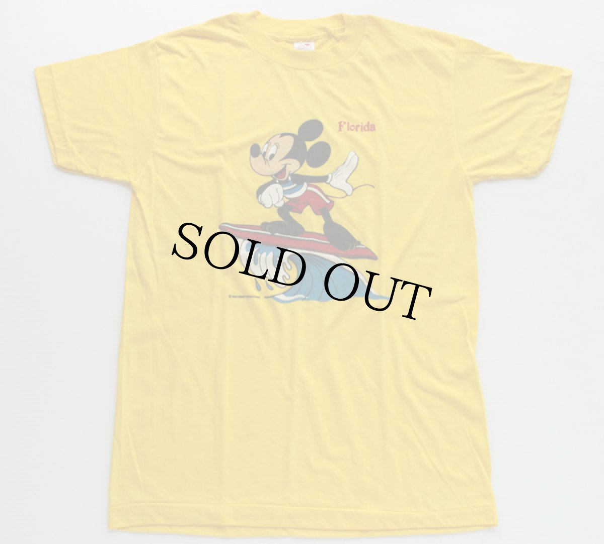 画像2: デッドストック★80s USA製 ミッキー マウス サーフ Tシャツ 黄 L (2)