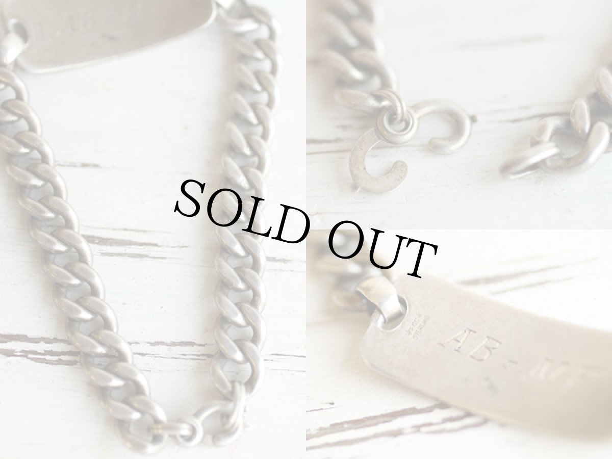 画像3: ビンテージ ミリタリー IDブレスレット★WW2 40s シルバー (3)