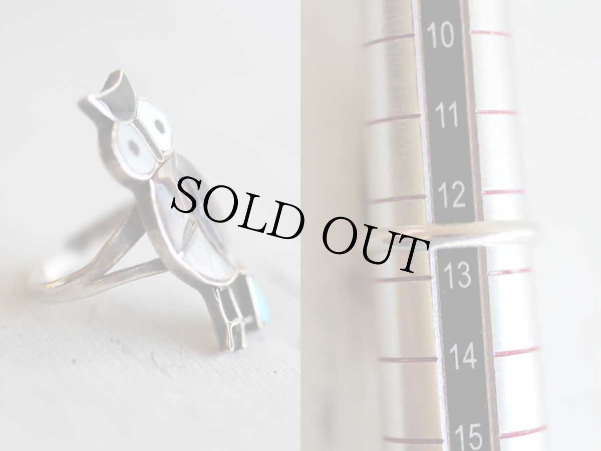 画像3: インディアンジュエリー ズニ族 フクロウ シルバーリング (3)