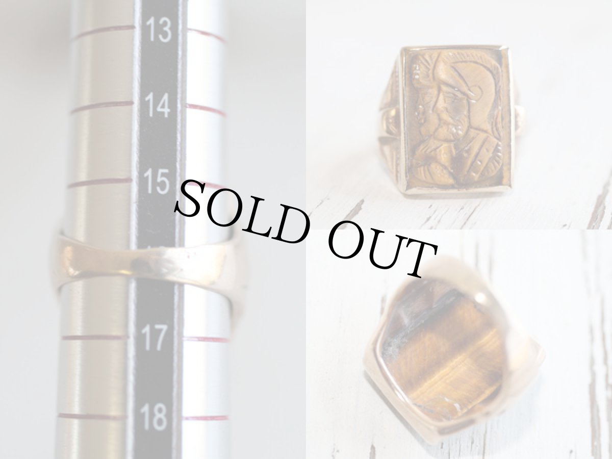 画像3: ビンテージ 騎士 タイガーアイ ゴールドリング (3)