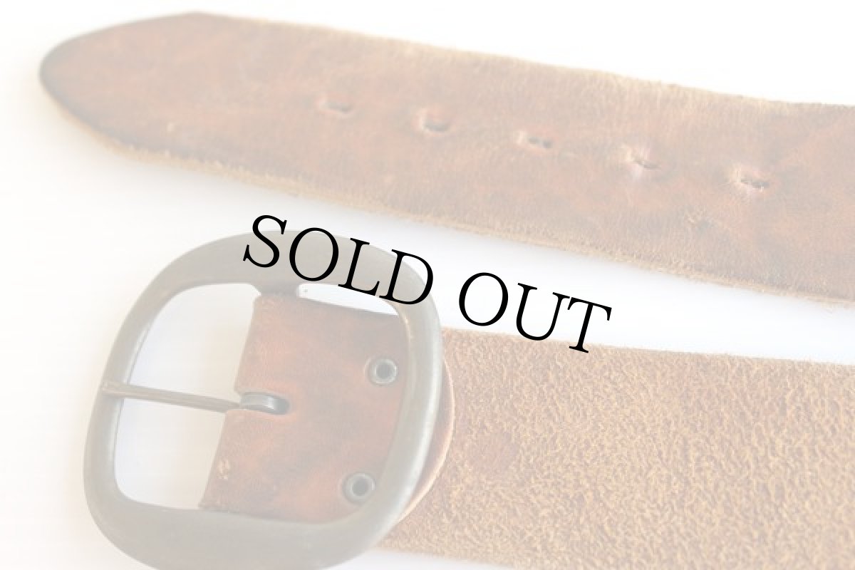 画像2: 70s キノコ柄 カービング ペイント レザーベルト 36 (2)