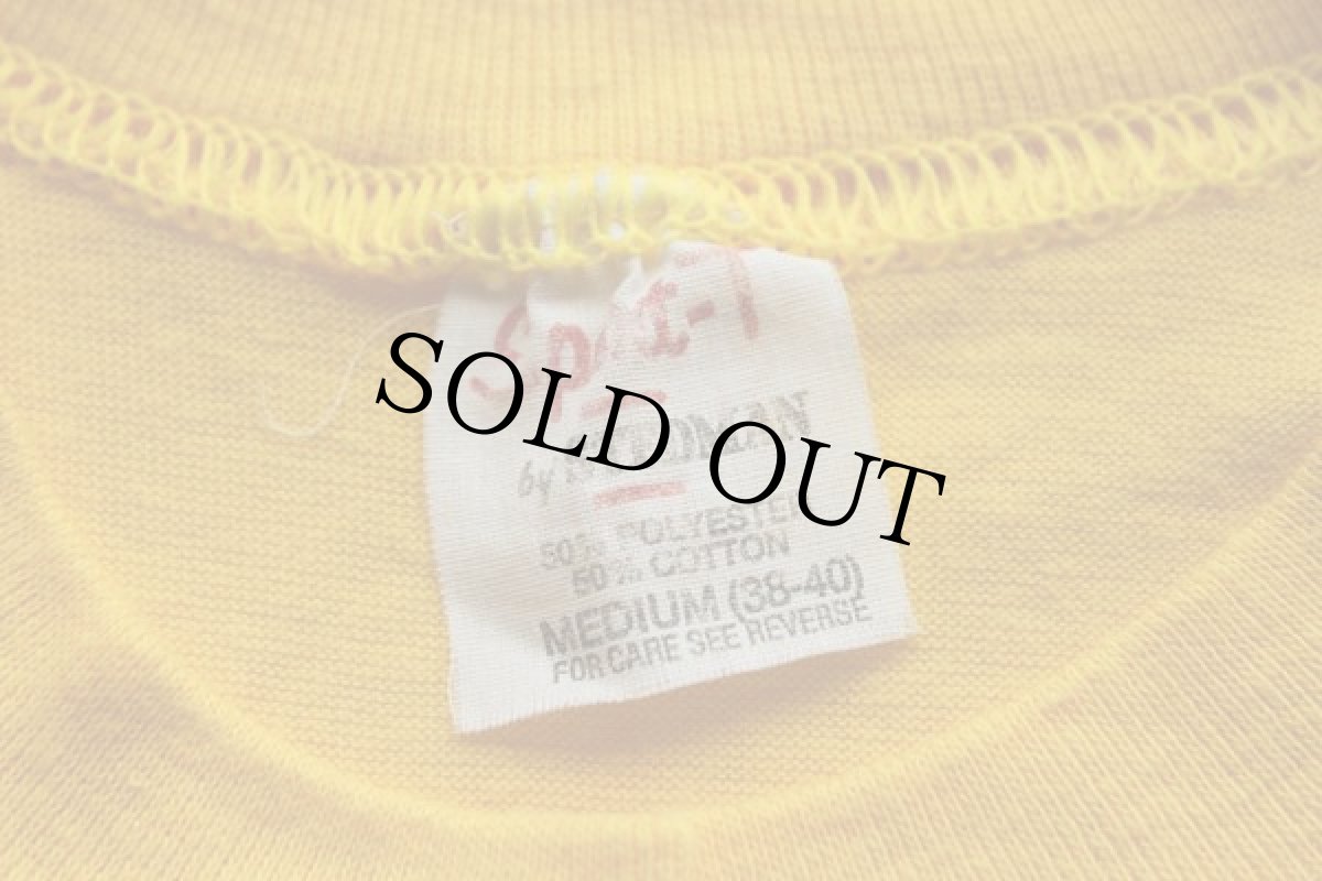 画像3: 70s USA製 CANTON LAKE 染み込みプリント Tシャツ 黄 M (3)