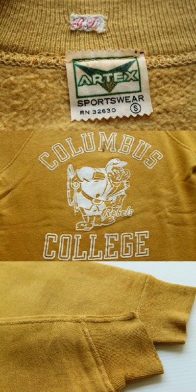 60s ARTEX COLUMBUS COLLEGE フロッキープリント コットン