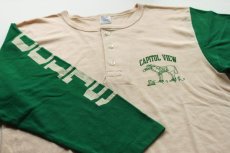 画像2: 80s USA製 Championチャンピオン COLTS ツートン 染み込みプリント ヘンリーネック 七分袖Tシャツ L (2)