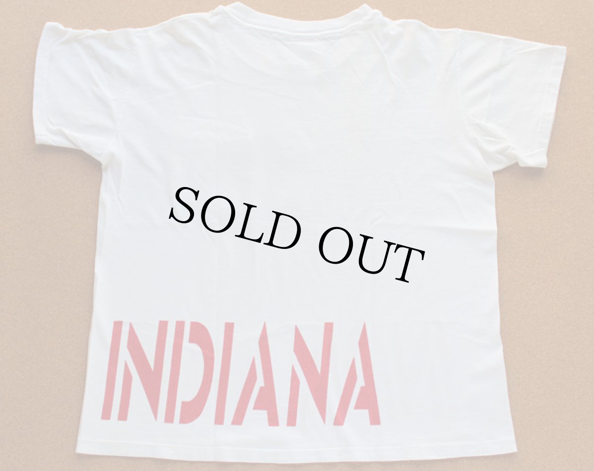 画像2: 80s USA製 Championチャンピオン INDIANA 両面 染み込みプリント コットン ポケットTシャツ 白 L (2)