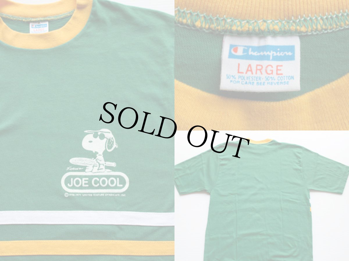 画像3: 70s USA製 Championチャンピオン スヌーピー JOE COOL Tシャツ 緑 L (3)