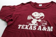 画像1: 80s USA製 Championチャンピオン スヌーピー TEXAS A&M コットンTシャツ XL (1)