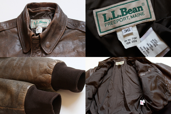 80s USA製 L.L.Bean A-2タイプ フライト レザージャケット 36