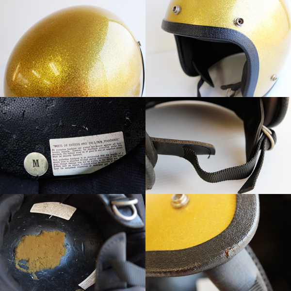 70s NORCON ジェットヘルメット 金ラメ M - Sixpacjoe Web Shop