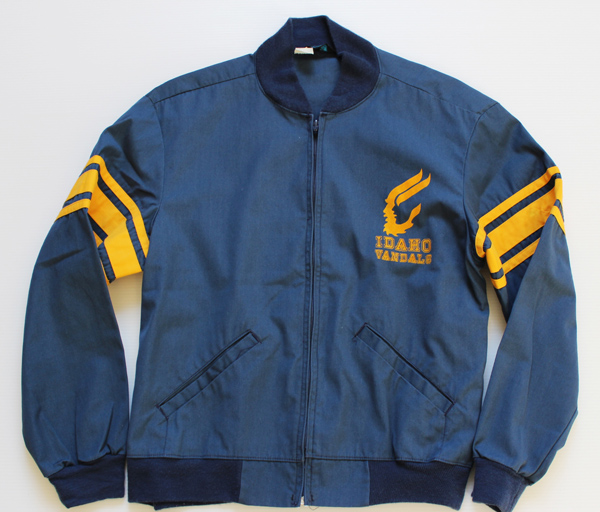 70s USA製 Championチャンピオン ランタグ フロッキープリント コットンジャケット 紺 L - Sixpacjoe Web Shop