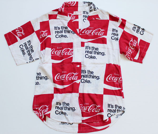 70s Coca-Colaコカコーラ ロゴ 総柄 半袖 コットンシャツ Sixpacjoe Web Shop