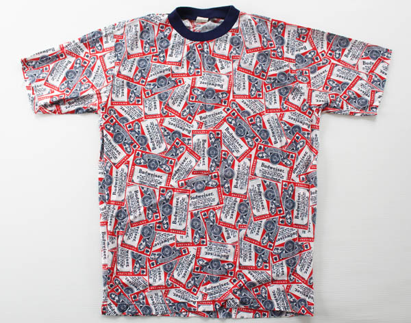 70s Budweiserバドワイザー 総柄 Tシャツ - Sixpacjoe Web Shop