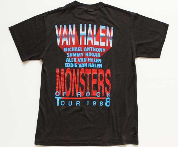80s USA製 VAN HALENヴァンヘイレン MONSTERS OF ROCK TOUR 1988 バンドTシャツ 黒 M