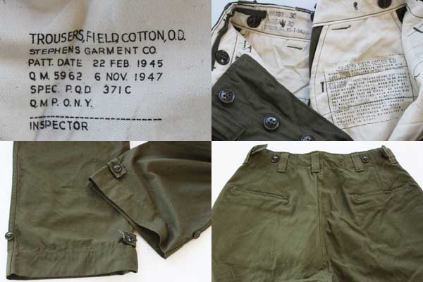 40's U.S.ARMY M-45 Field Trousers ODワタリ幅335cm