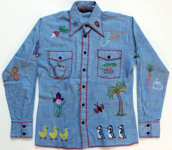 70s SEARS 刺繍 シャンブレーシャツ M - Sixpacjoe Web Shop