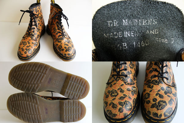 英国製 DR.MARTENSドクターマーチン 8ホールブーツ 薔薇 総柄
