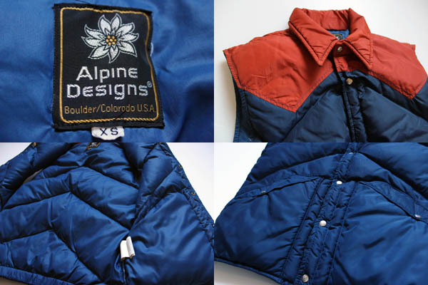 70s Alpine Designsアルパインデザイン ヨーク切り替えダウンベスト XS 