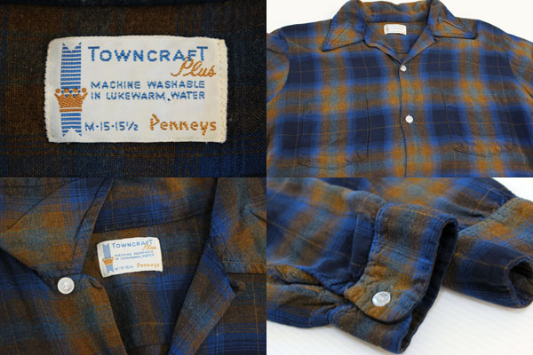 s Penneys TOWNCRAFT オンブレチェック レーヨンシャツ M