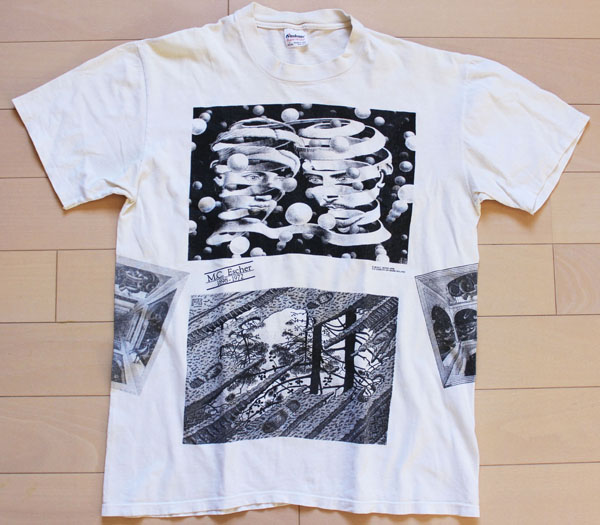 80s USA製 M.C.Escherエッシャー アート コットンTシャツ 白 L - Sixpacjoe Web Shop
