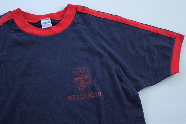 70s USA製 Championチャンピオン WISCONSIN バッキー リンガーT