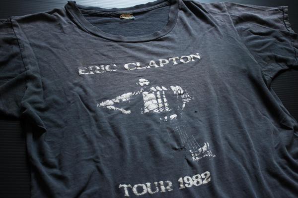 80s USA製 ERIC CLAPTONエリッククラプトン 1982ツアー コットンTシャツ 墨黒 L