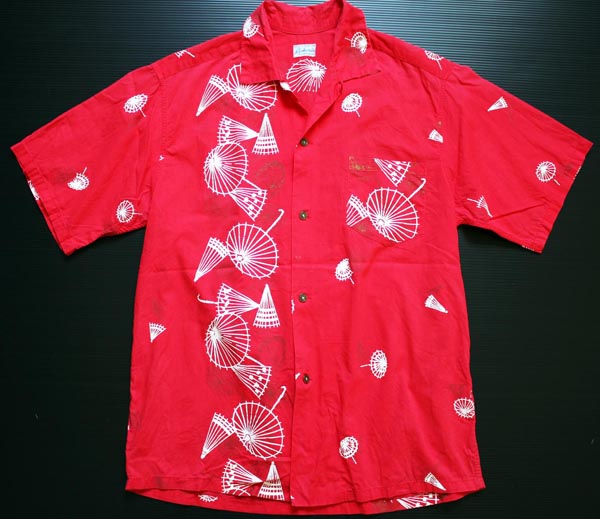 USA Cooke Street ハワイ製 コットンアロハシャツ 赤