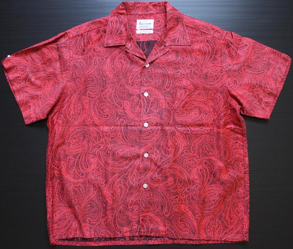 60s 日本製 ペイズリー 総柄 半袖コットンシャツ L