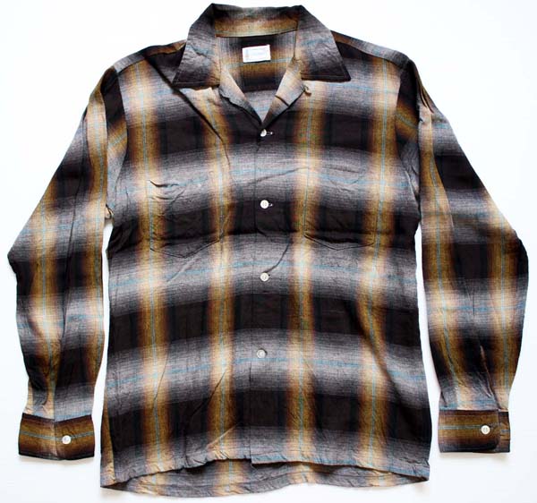 60s Penneys TOWNCRAFT オンブレチェック レーヨンシャツ M - Sixpacjoe Web Shop