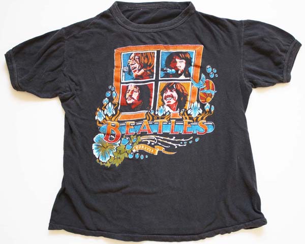 70s BEATESビートルズ FOREVER パキ綿 Tシャツ 黒 - Sixpacjoe Web Shop