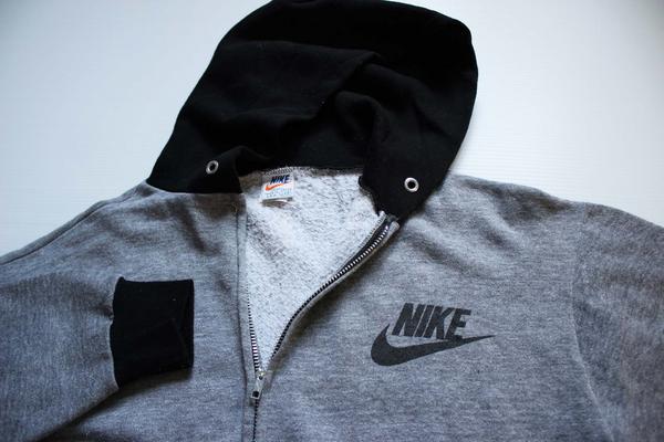 70s USA製 NIKEナイキ ツートン スウェットジップパーカー 杢グレー×黒 L - Sixpacjoe Web Shop