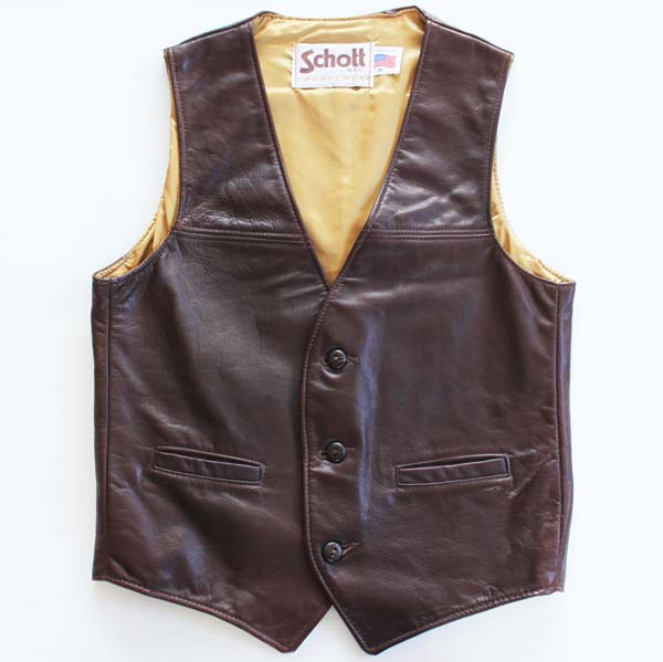 USA製 Schottショット レザーベスト 焦げ茶 M - Sixpacjoe Web Shop