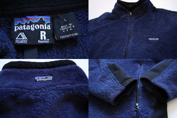 90s USA製 patagoniaパタゴニア R2 POLARTEC フリースジャケット 紺 L ...