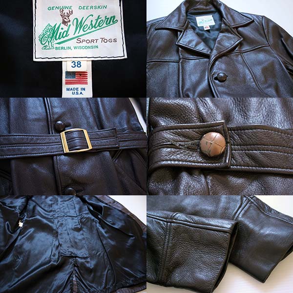 USA製 Mid Western ディアスキン レザーコート 38 - Sixpacjoe Web Shop