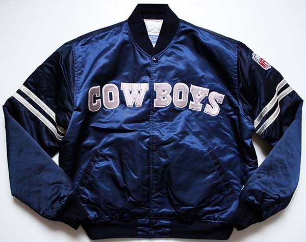 90s USA製 STARTER NFL Dallas COWBOYS ナイロンスタジャン 紺 XL