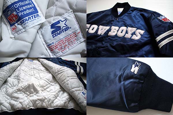 90s USA製 STARTER NFL Dallas COWBOYS ナイロンスタジャン 紺 XL 