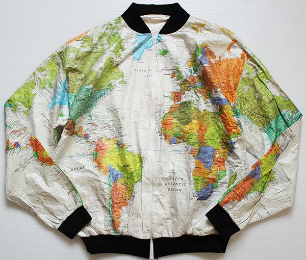 90s USA製 世界地図柄 全面プリント ペーパージャケット★地球儀