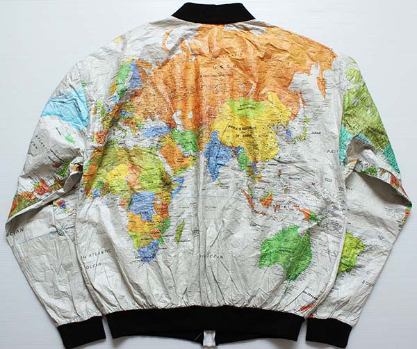 90s USA製 世界地図柄 全面プリント ペーパージャケット★地球儀