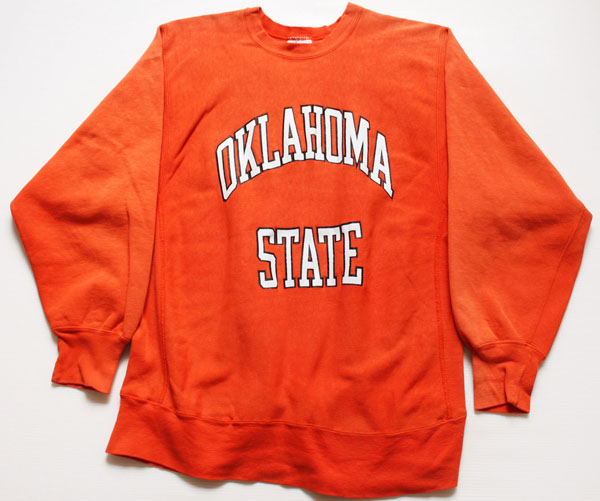 80s USA製 Championチャンピオン OKLAHOMA STATE リバースウィーブ スウェット オレンジ XL