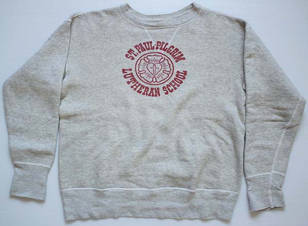 50s SWEAT SHIRT スウェット前V 染み込みプリント