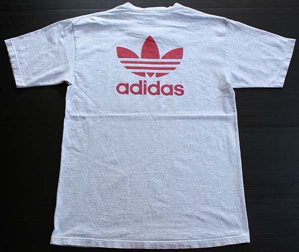 80s USA製 adidasアディダス トレフォイル ビッグロゴ コットンTシャツ