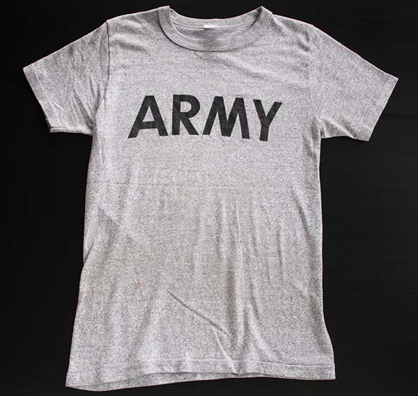 80s USA製 Championチャンピオン ARMY Tシャツ 杢グレー M