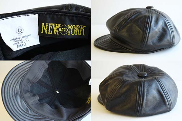 USA製 NEW YORK HAT ラムスキン レザーキャスケット S 黒 - Sixpacjoe 