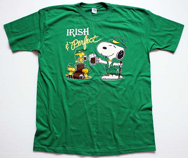 80s USA製 ARTEX スヌーピー IRISH Tシャツ 緑 L