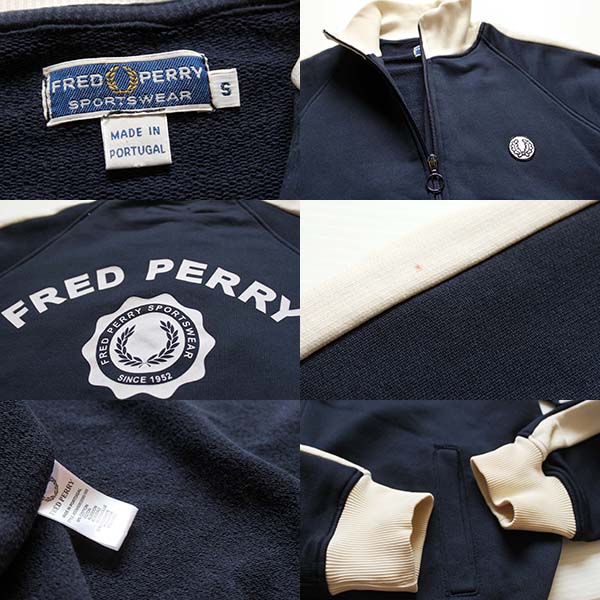 80s ポルトガル製 FRED PERRYフレッドペリー プリント入り ジャージ 紺