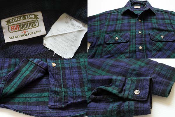 楽天市場】USA製 70s~80s FIVE BROTHER Check Flannel L/S Shirt