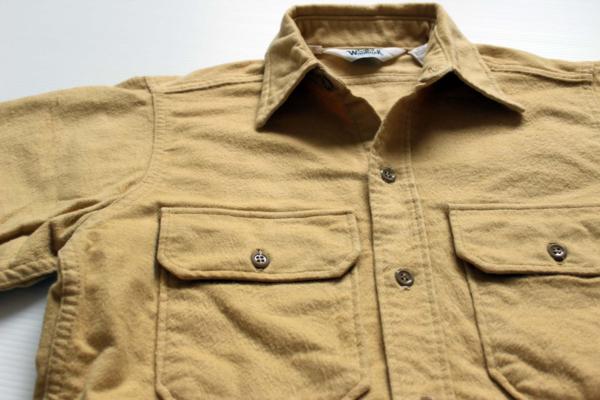 70s USA製 Woolrichウールリッチ シャモアクロスシャツ 黄 S